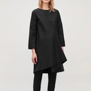 COS Women’s Dress Black Asymmetric-Pleat Dress Shift Short Sleeve Size 6 Small